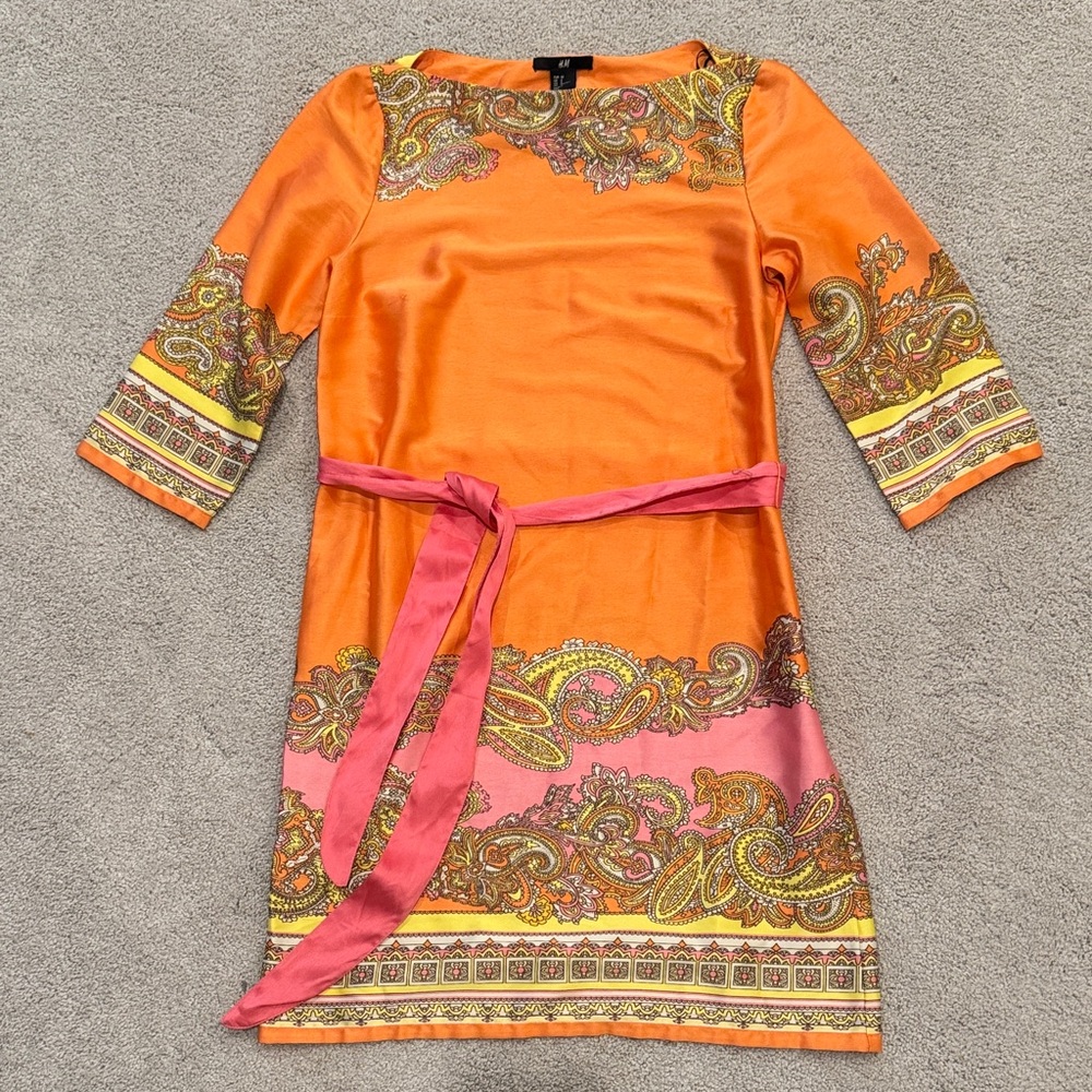 H&M Orange and Pink Tunic Dress